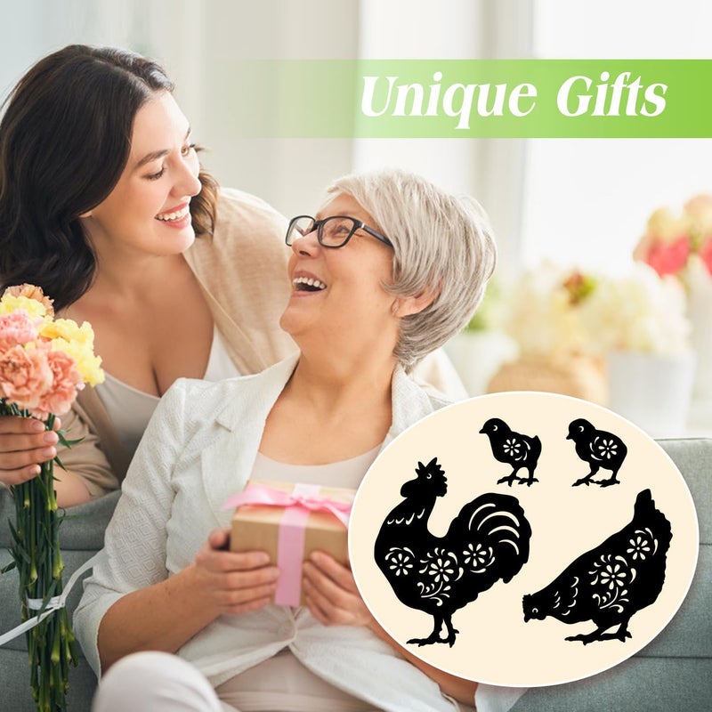 EZTZEN Chicken Metal Garden Stakes Decorative,Chicken Gifts for Women/Men/Chicken Lovers Gifts,Black Chicken Silhouette Statues Garden Decor for Outside,Outdoor Decor,Yard Art,Patio,Lawn Ornaments - Image 5